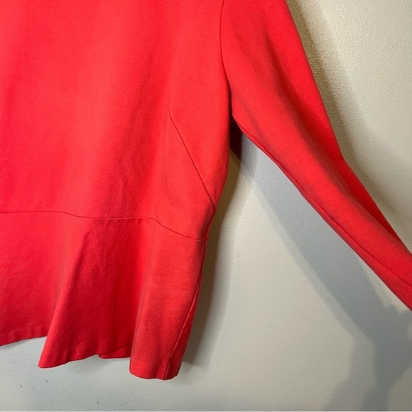 J Crew peplum long sleeve Crew Neck Blouse top Womens Sz M Full Zip Back Office - Picture 4 of 7